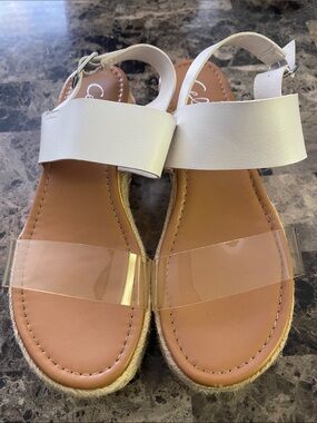 Clear-Band White Ankle-Strap Women’s Sandals
